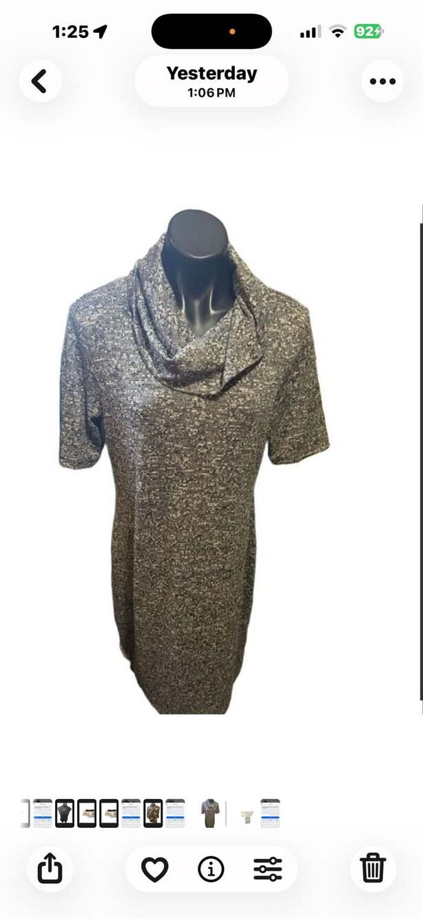 LOFT Cowl Neck Short Sleeve Knit Dress Size L Gray